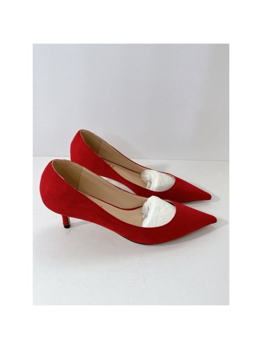 Size 10 Red Suede Kitten Heel Pumps Women’s Pointed Toe Classic Heels YDN